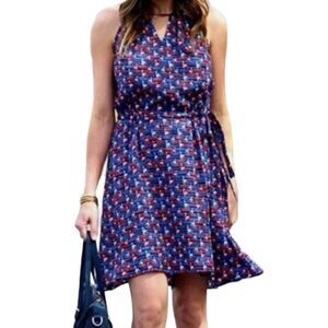 41 HAWTHORN Halter Neck Sailboats Novelty Print Waist Tie Dress Sz S